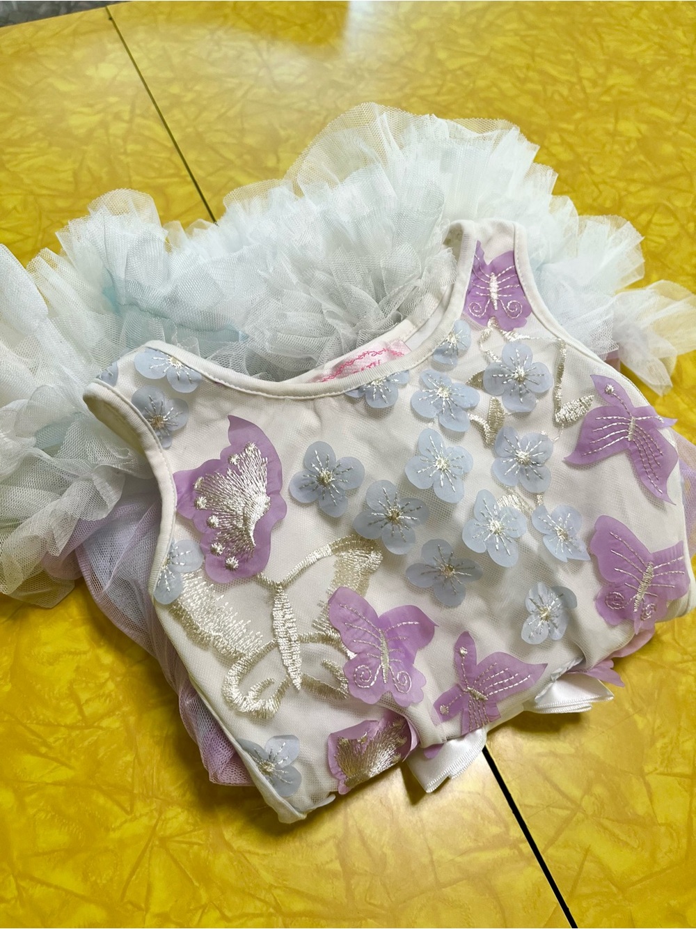Girls White & Lavender Butterfly Tutu Dress